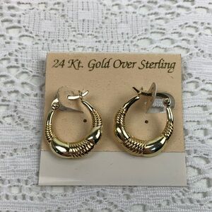 14K Gold Over Sterling Hoop Earrings New NWT